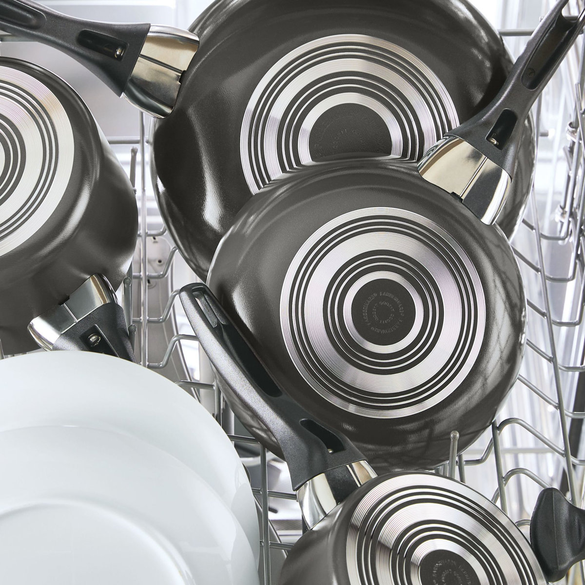 Farberware Dishwasher Safe Aluminum Nonstick Cookware Pots and Pans Set, 15-Piece, Pewter